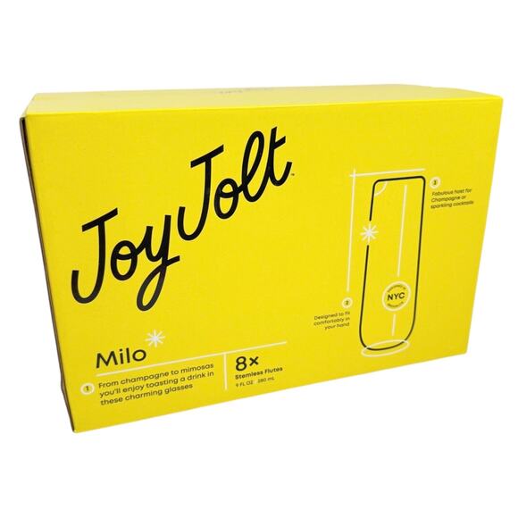 JoyJolt Milo Stemless Champagen Flutes Set 8 Crystal Glasses 9.5oz Highball NIB - Picture 3 of 8
